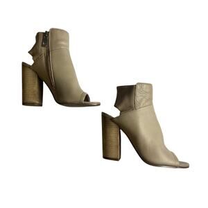 Dolce Vita Light Taupe Leather Open Heel and Toe 4-inch Booties Women's Size 6